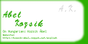 abel kozsik business card