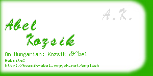 abel kozsik business card